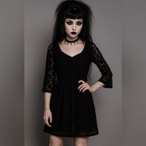 Exhilaration lace overlay fit and flare dress